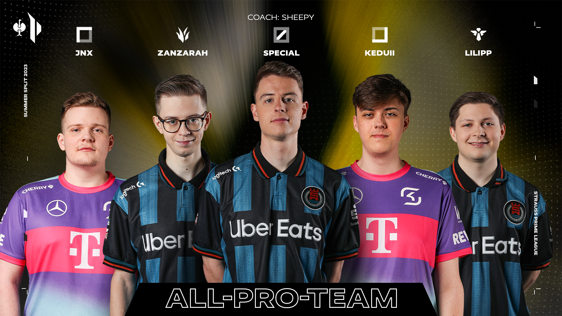 Das All Pro Team der Prime League Summer 2023 bestehend aus JNX, Zanzarah, Special, Keduii und Lilipp.