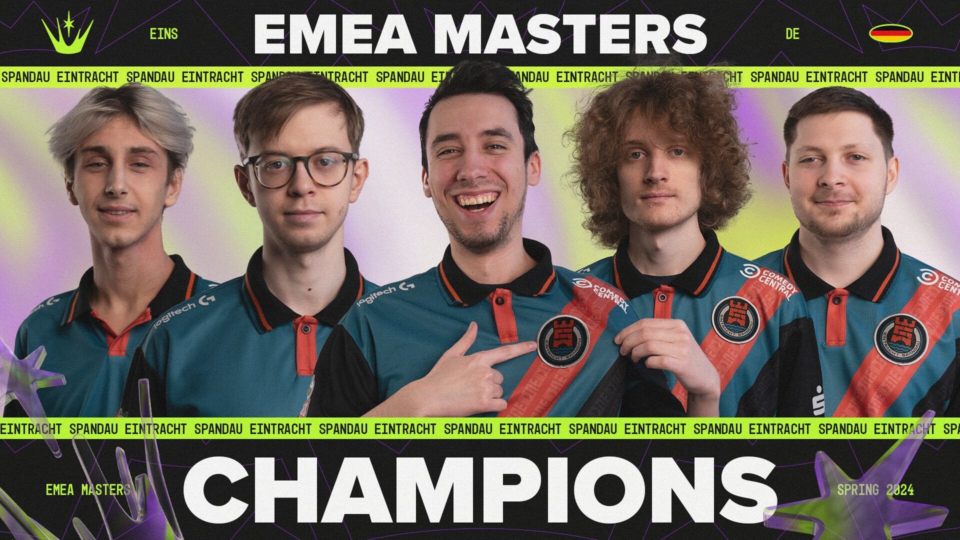 Die offizielle Siegergrafik der EMEA Masters Spring 2024 mit Champion Eintracht Spandau.
